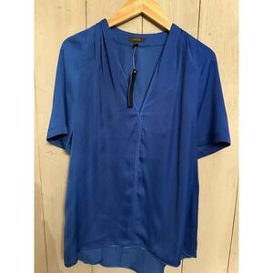 PRIVE Cobalt Blue Satin Ladies Blouse Sz-Lg NWT 109$